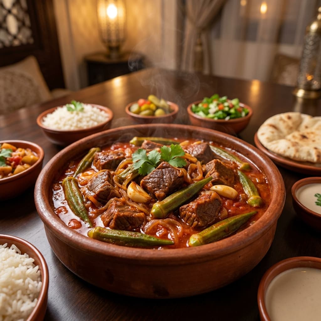 ​طاجن بامية باللحم 